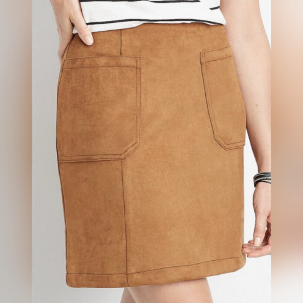 MAURICES Faux Suede Tan Western A-line Mini Skirt Size 4